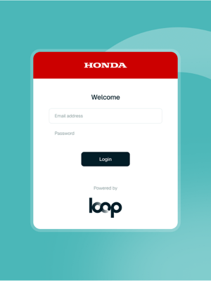 A login screen to Honda's version of Loop