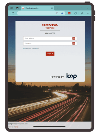 Honda's login page to Loop