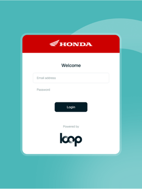 An illustrative login page for Honda Motorcycles' version of Loop
