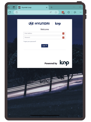 The login screen for Hyundai's version of Loop