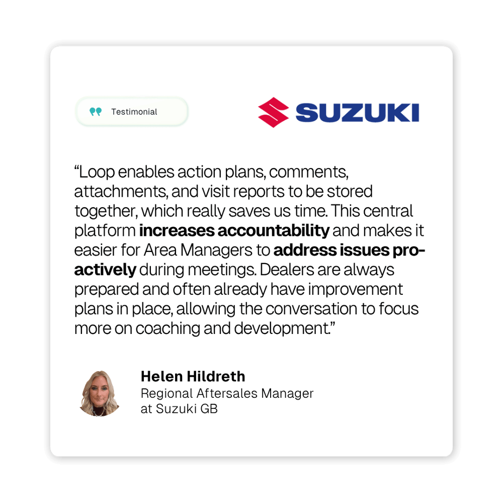 Loop has improved Suzuki's dealer visits