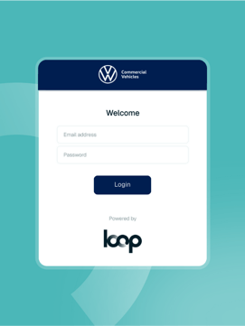 An illustrative example of Volkswagen Commercial Vehicle's login page for Loop