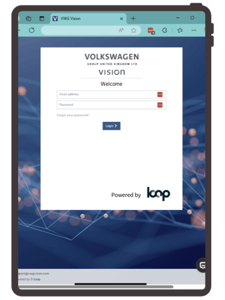 Volkswagen Group's login page to Loop