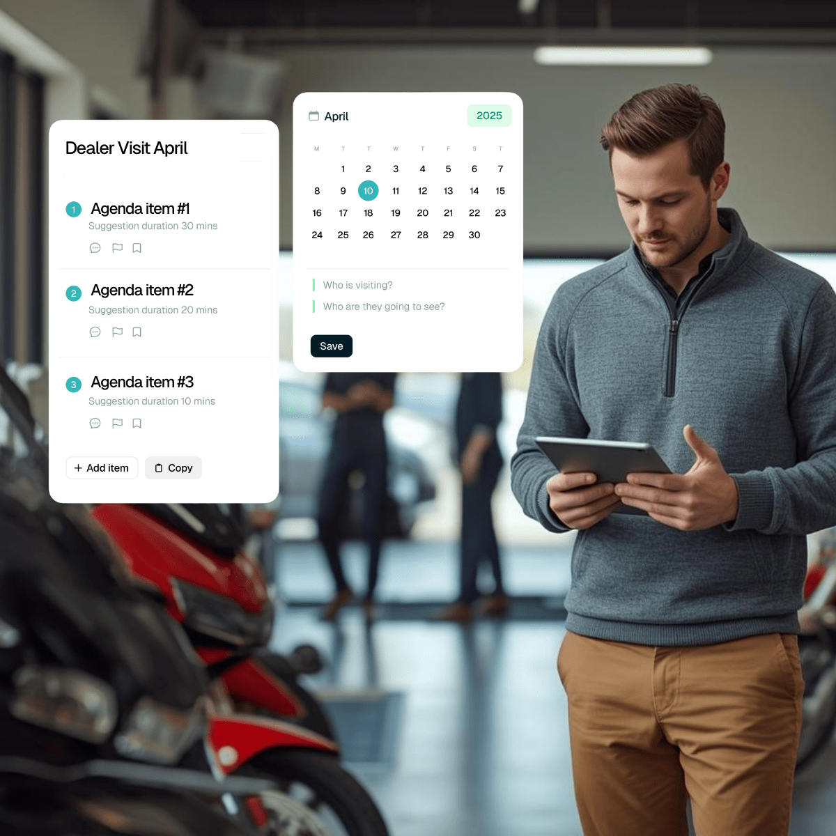 Motorcycle dealership visits