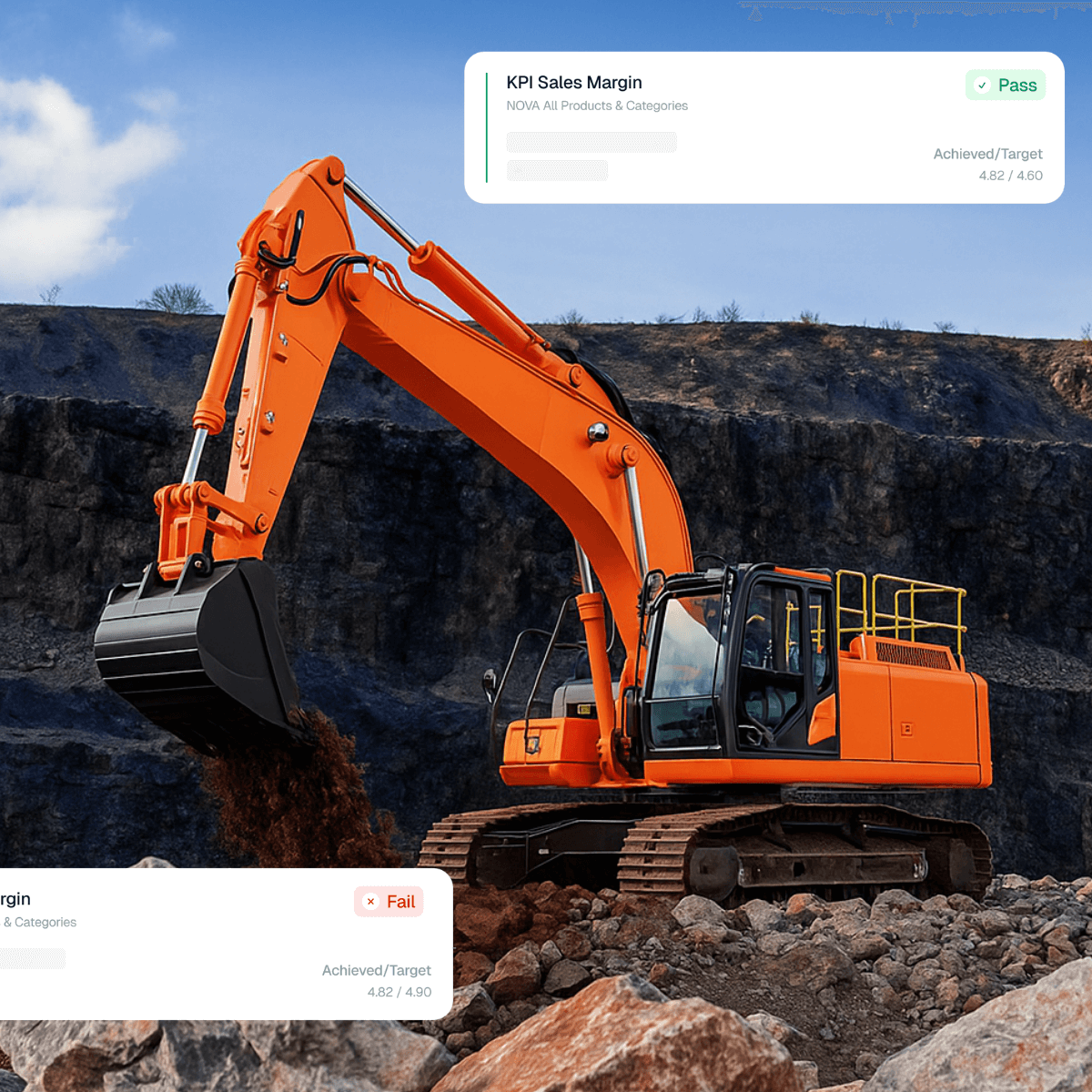 Orange digger with Loop KPI software for agriculture
