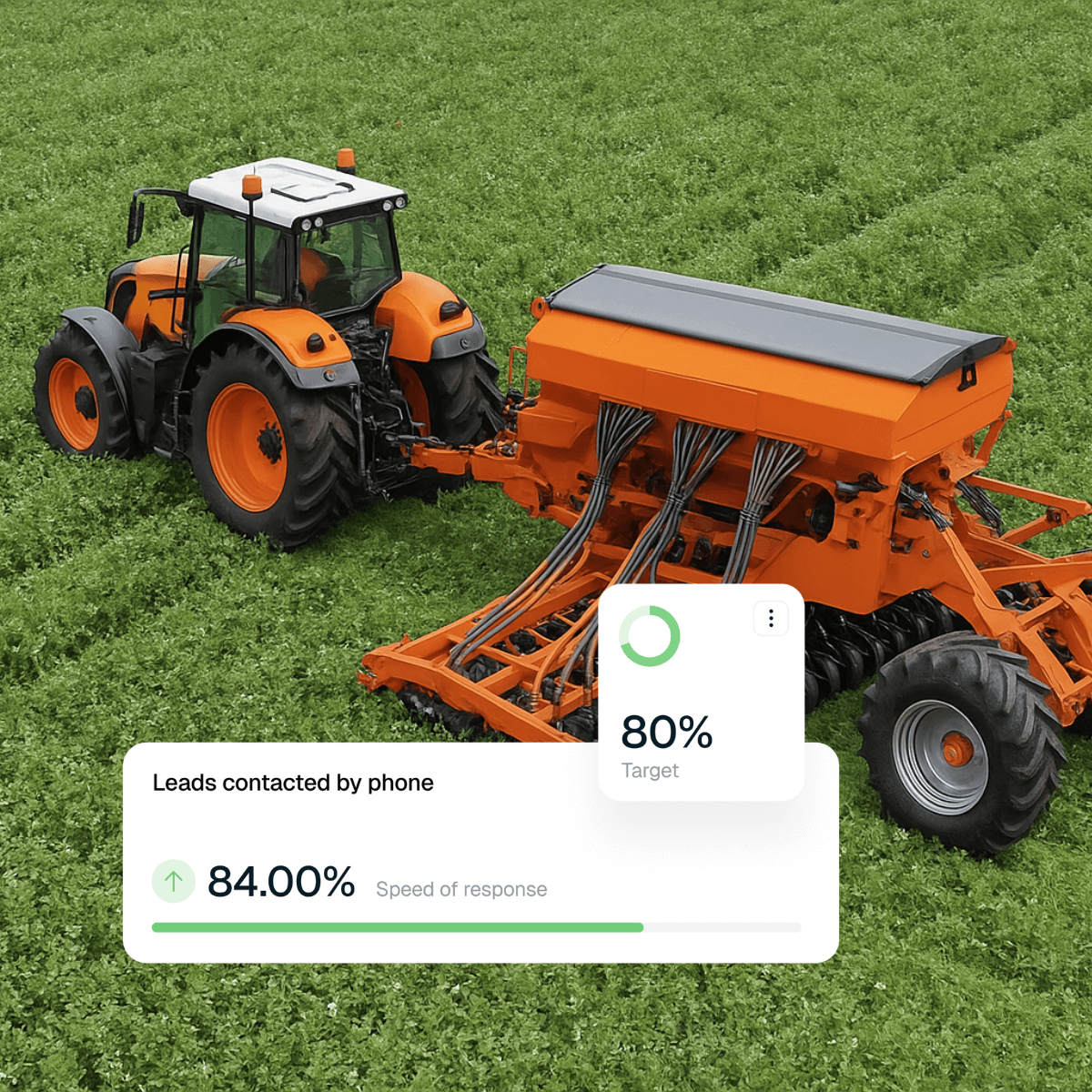 Orange tractor with lead KPI data with Loop's software